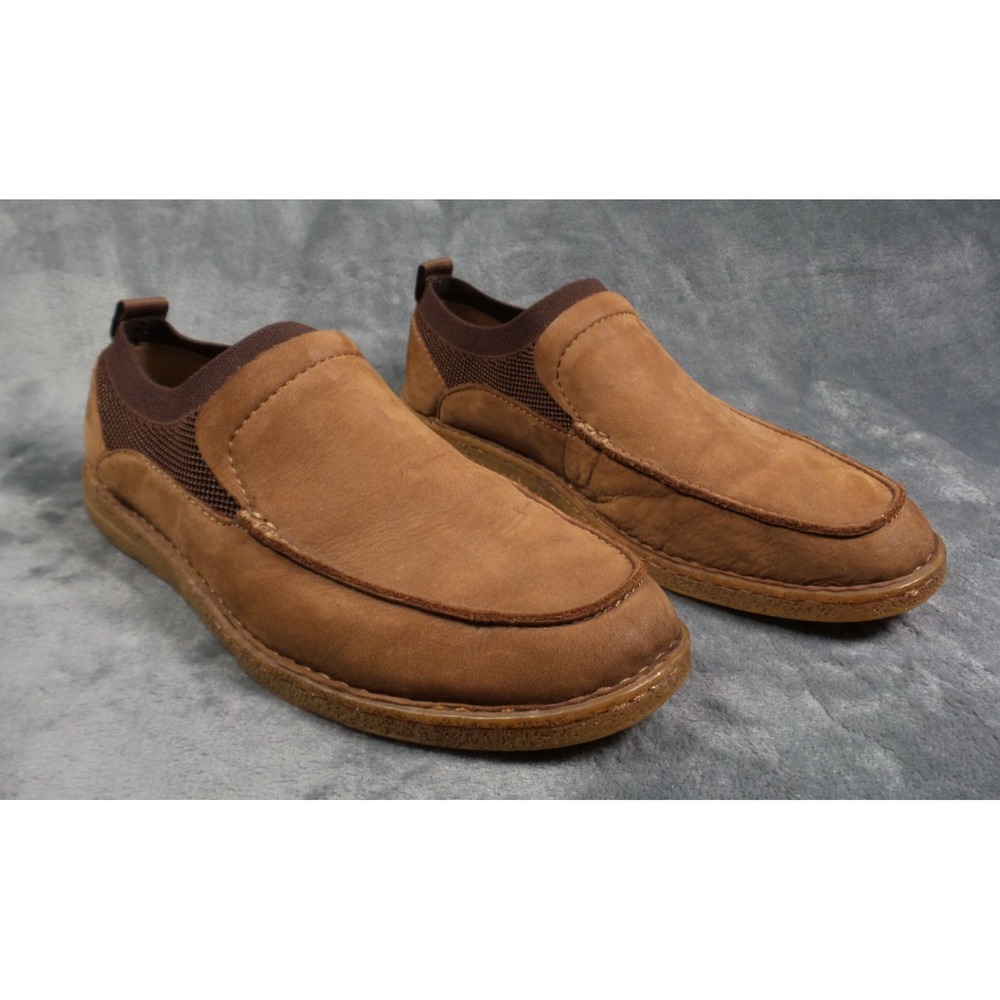 Born Shoes Mens Size 11M Brown Samuel Slip On Loafer Leather Fabric Comfort